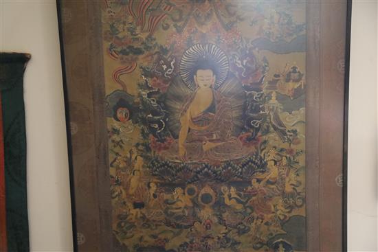 Two thangka depicting Buddha Shakyamuni, Tibet, 19th/20th century, both framed
